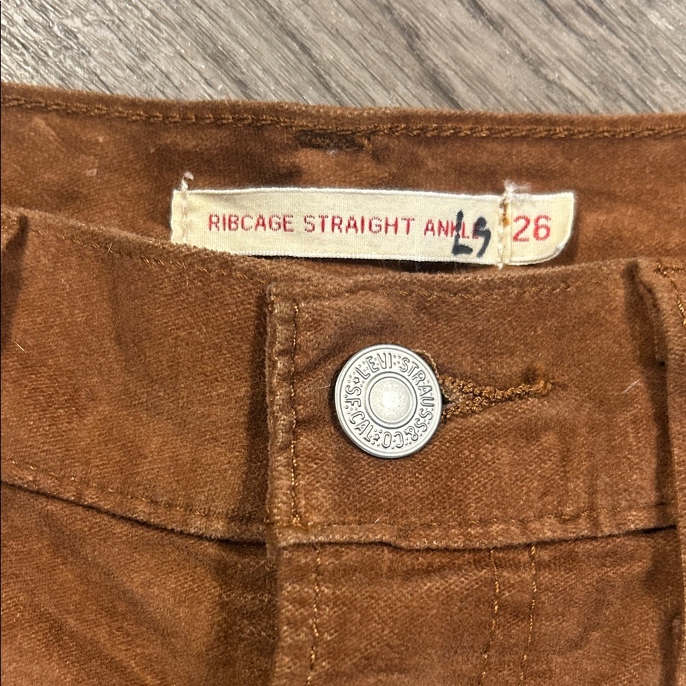 Levi’s Ribcage Straight Ankle Pants Brown High Rise W26 L27 - Picture 2 of 12